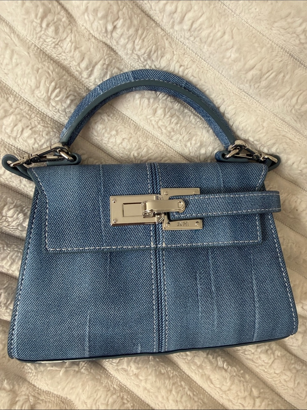 JW PEI Blue Denim Top-Handle Crossbody Bag